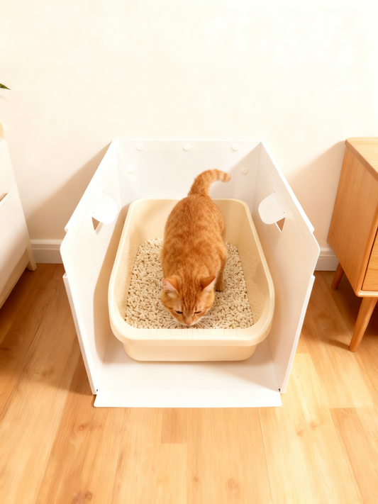 WOWSSPET Litter Box Enclosure Shield, Transparent PP Panels to Contain Scatter & Splashes