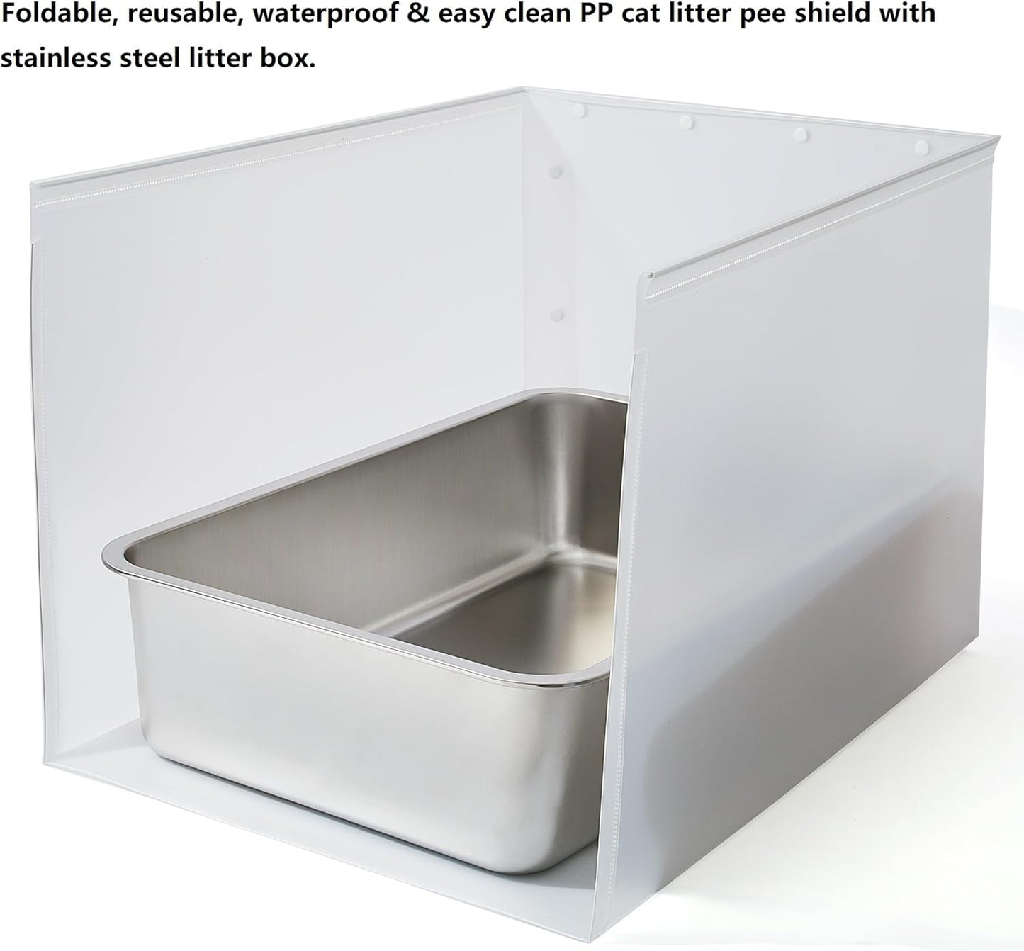 1Pc Large Cat Litter Box, Stainless Steel Metal Box for Cats, XL Kitty Litter Box with Enclosure, Premium Odor-Free Design