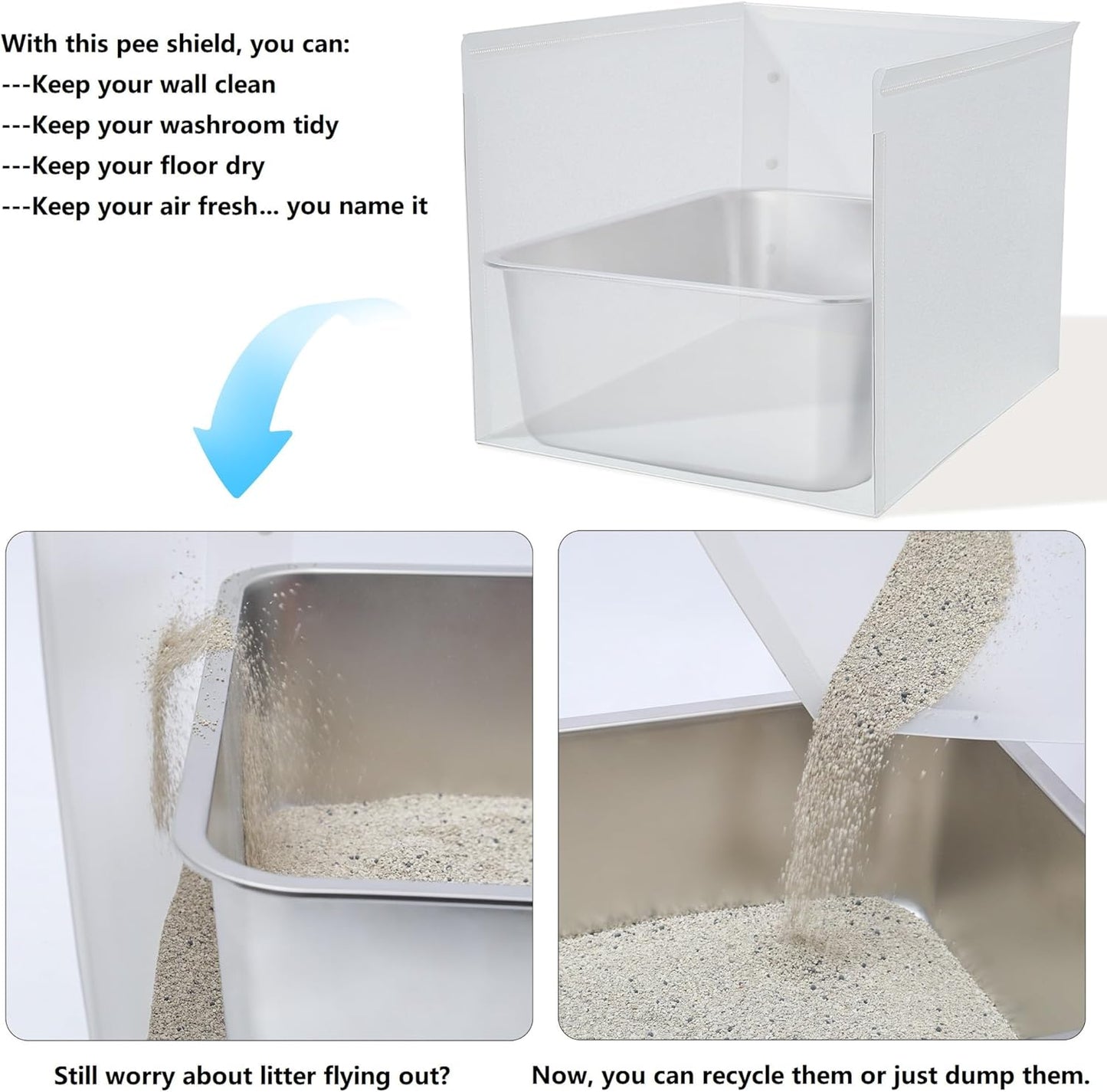 Cat Litter Box Enclosure, Pee Shields High Side Litter Box Enclosure, Cat Litter Box Splash Guard, Box Enclosure with Shield (Without Pan)