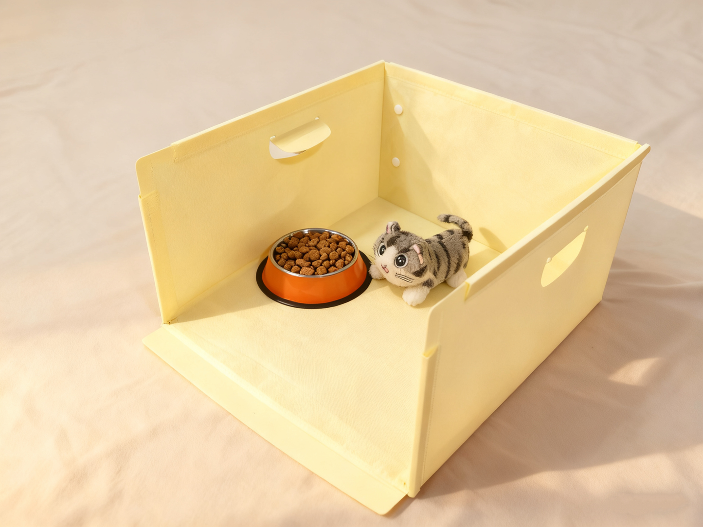 WOWSSPET Cat Feeding Station with Roof, Foldable Pet Enclosure for Dining Room