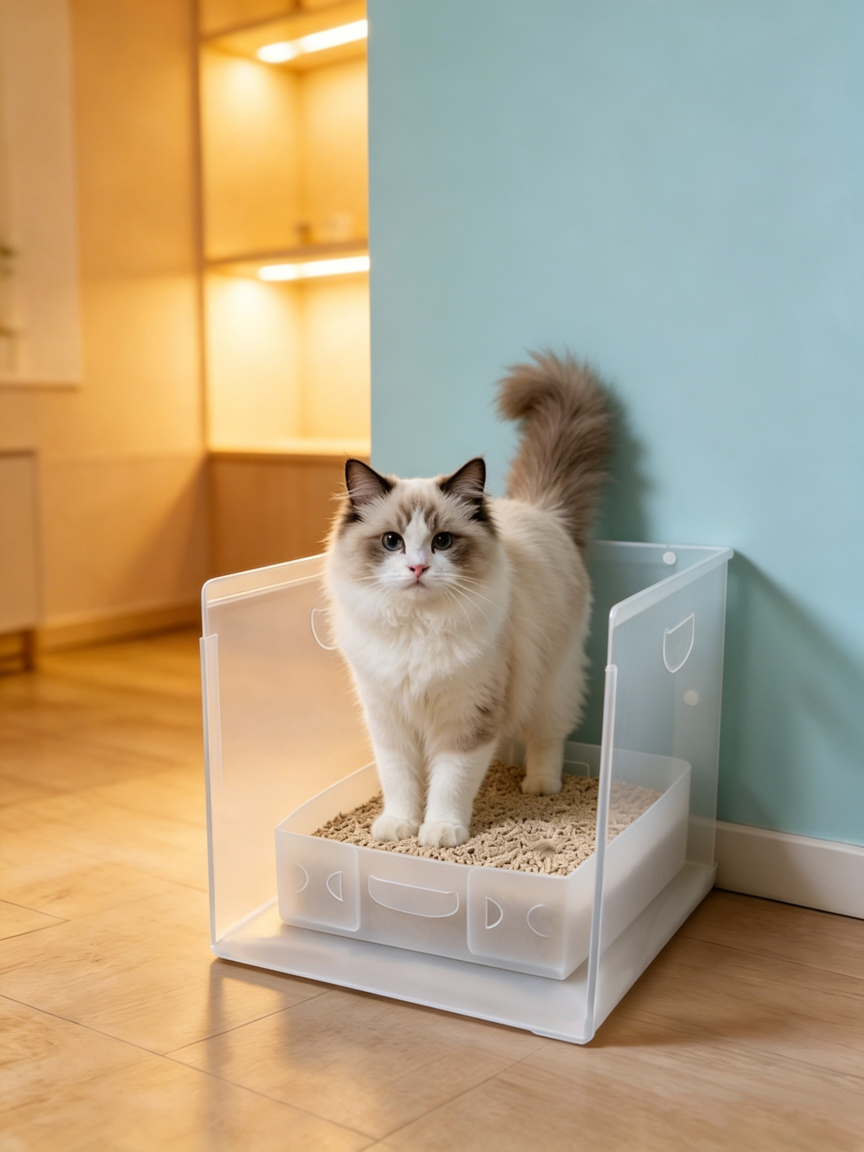 WOWSSPET litter setup with cat